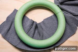 Cutting the Sweater for the Wreath