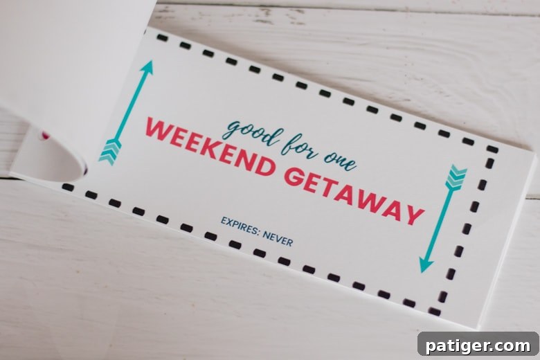 A close-up view of the Valentine's Day Coupon Book, highlighting the attractive design and ready-to-use coupons.