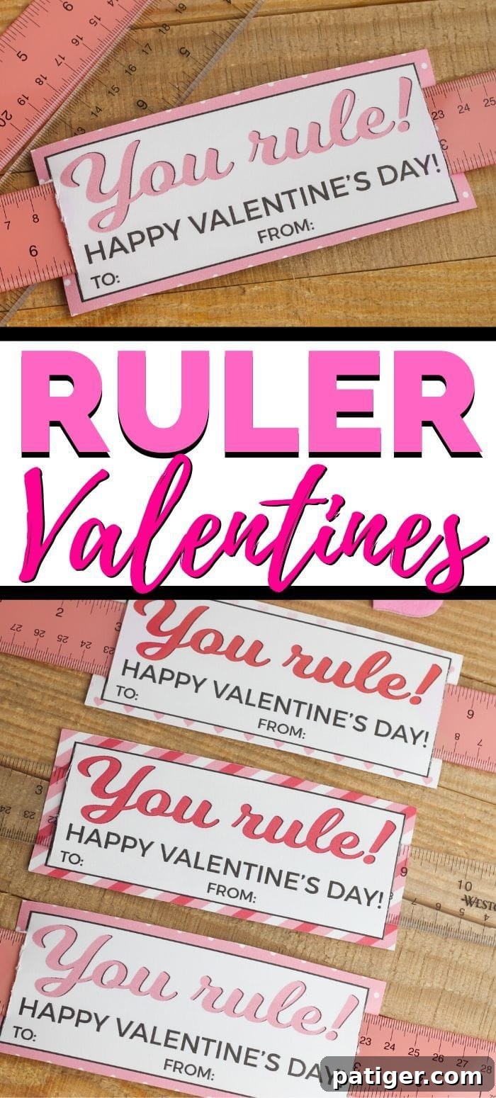 You Reign in My Heart, Valentine 4 Ruler Valentines for the Classroom - DIY Kids Valentine Idea