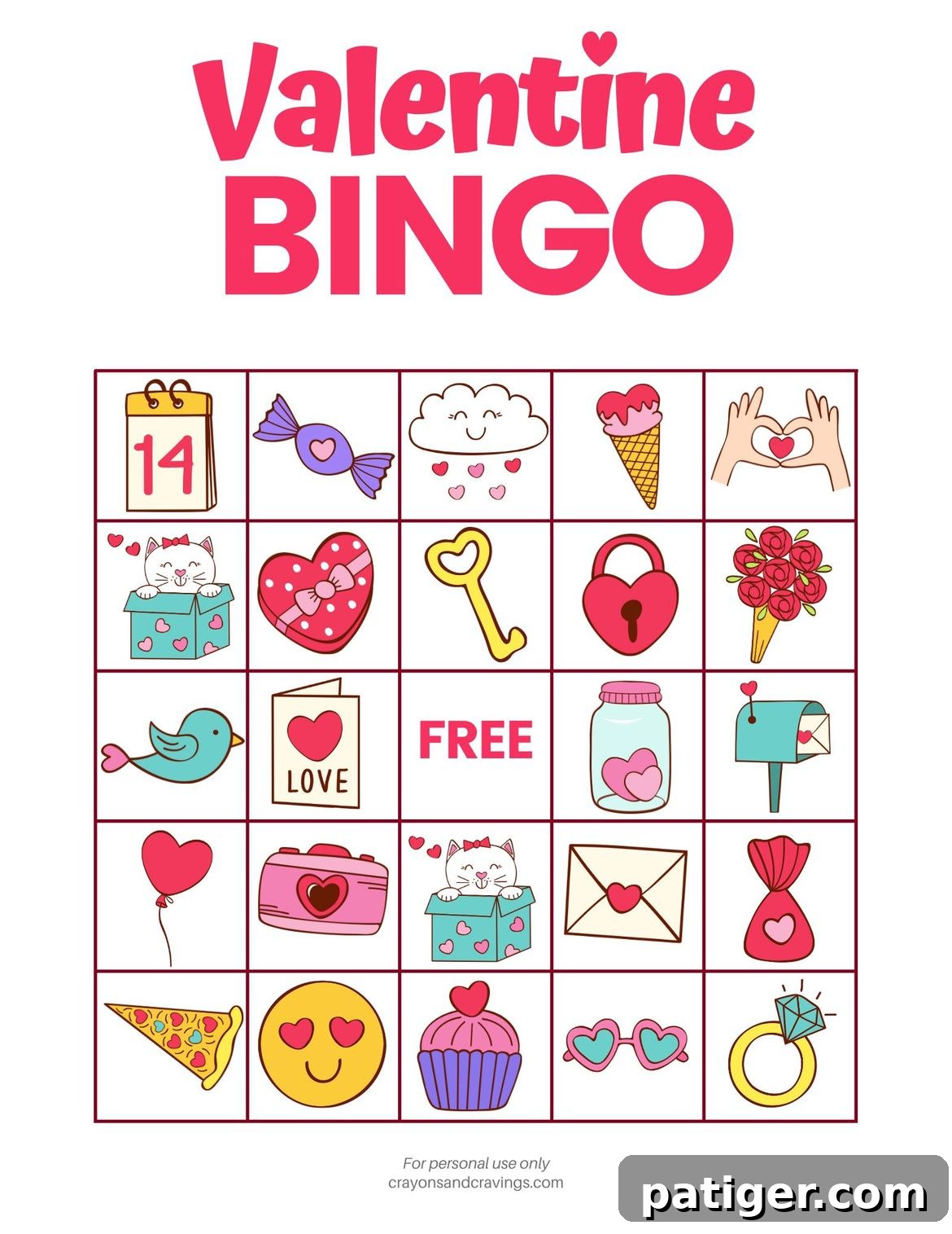 Cupid Bingo Fun 5 Valentine's Day Bingo cards spread out on a table, ready for play