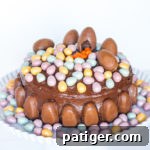 Easter Candy Cake slice ready to be enjoyed