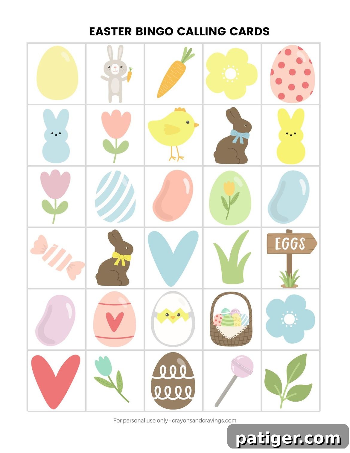 Bunny Hop Bingo 3 Calling Cards for Easter BINGO Game.