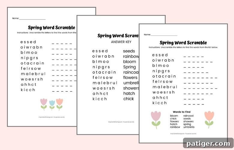Engaging Spring Word Jumbles for Kids and Adults