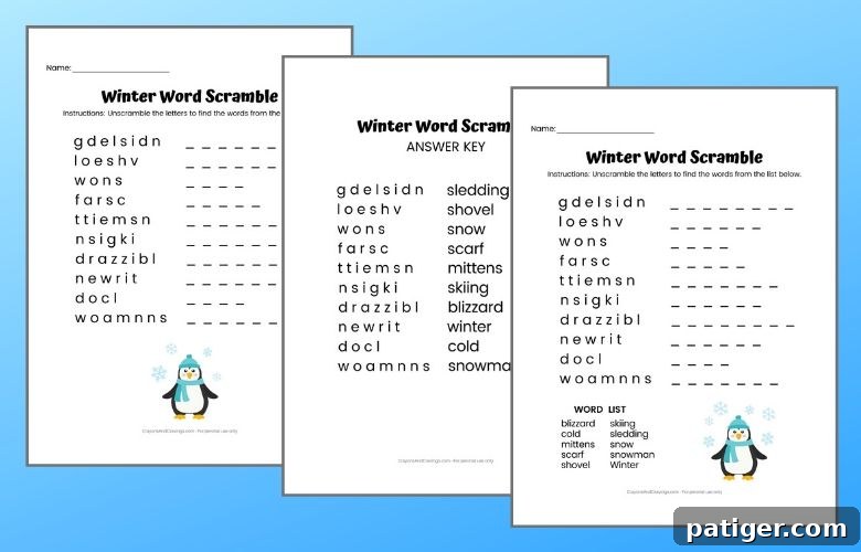 Winter Word Jumbles for Kids