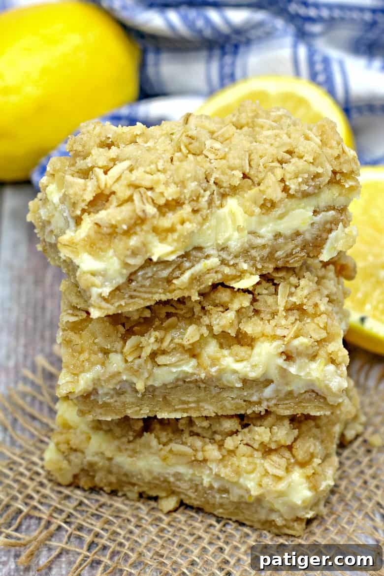 Lemon Creme Oatmeal Bar Recipe, freshly baked and golden