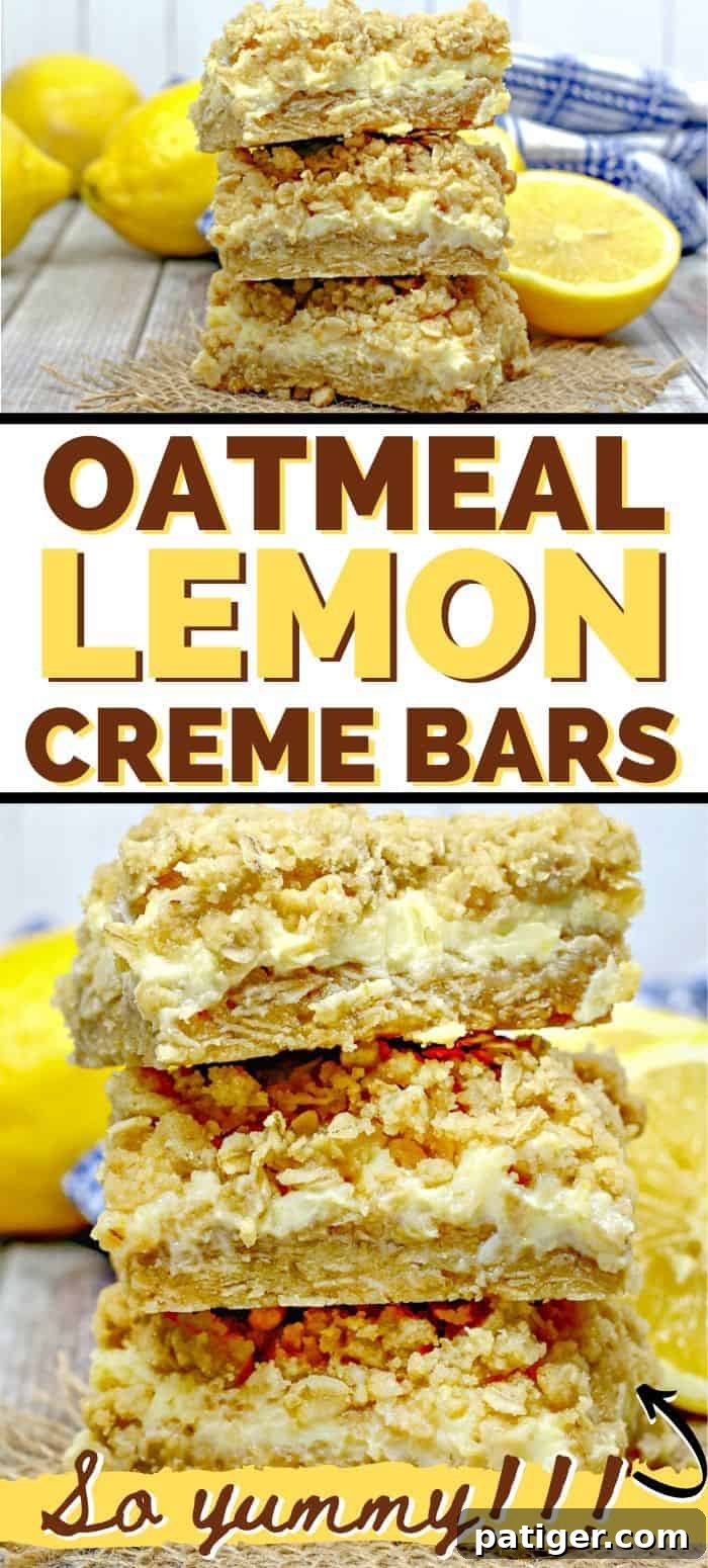 Oatmeal Lemon Creme Bars, ready to be pinned on Pinterest