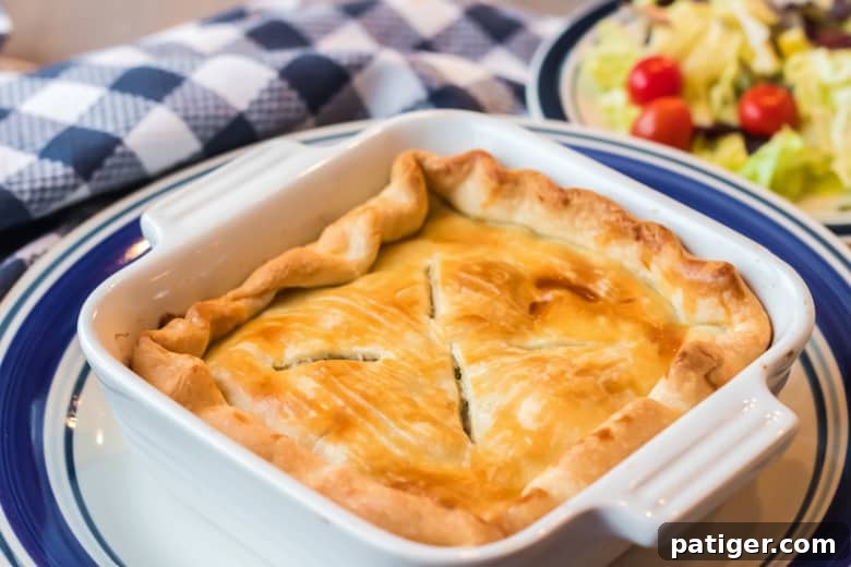 Comforting Individual Chicken Pot Pies 3 Individual Chicken Pot Pie served alongside a fresh green side salad
