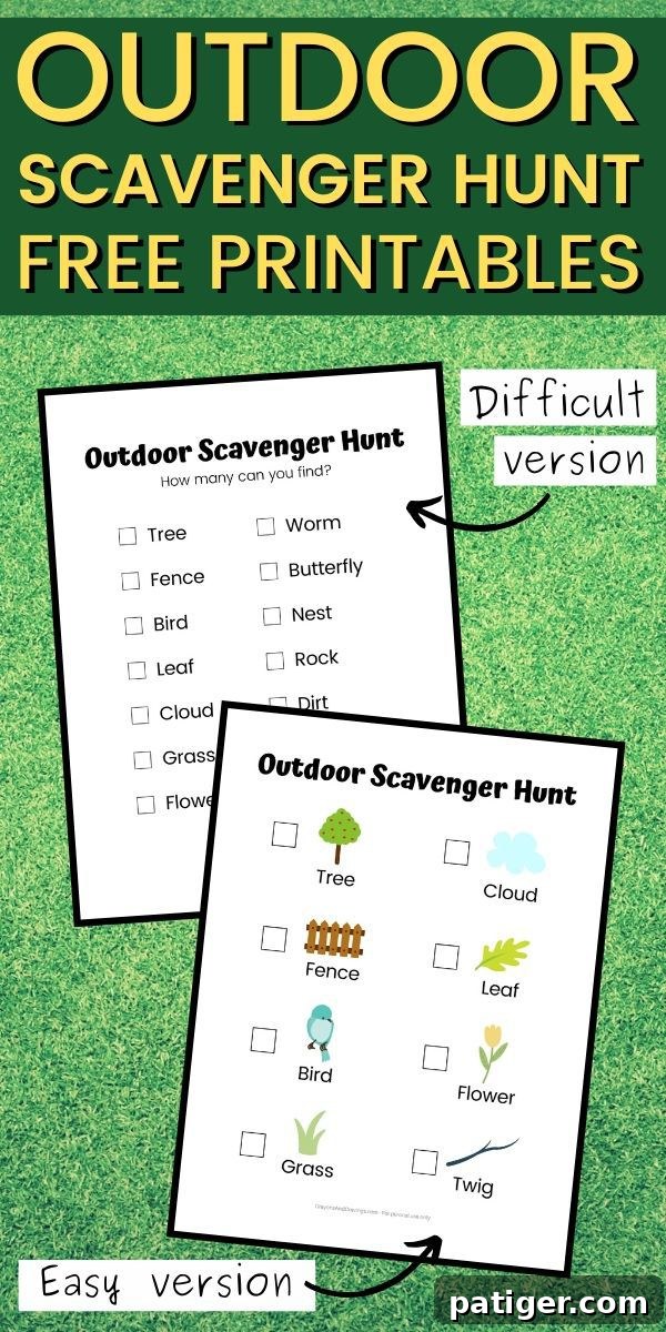 Adventure Hunt for Young Explorers 2 Free Printable Outdoor Scavenger Hunt for Kids: Find Nature's Hidden Treasures