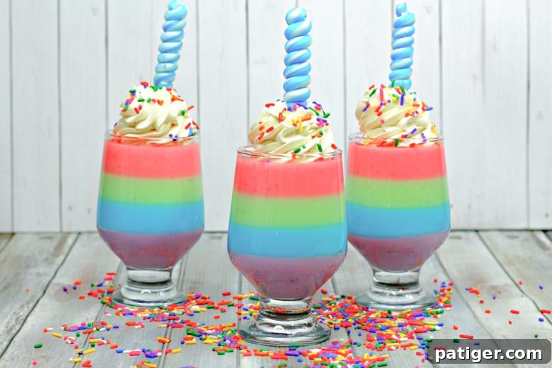 Enchanted Rainbow Gelatin Cups 3 Unicorn Dessert Cups