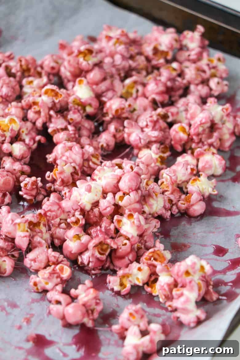 Purple Candied Popcorn in a bowl