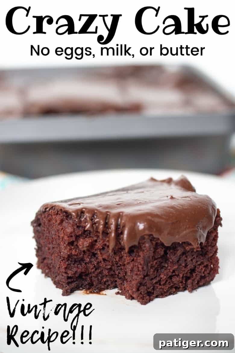 Crazy Cake No Eggs Milk or Butter: Vintage recipe (pin).