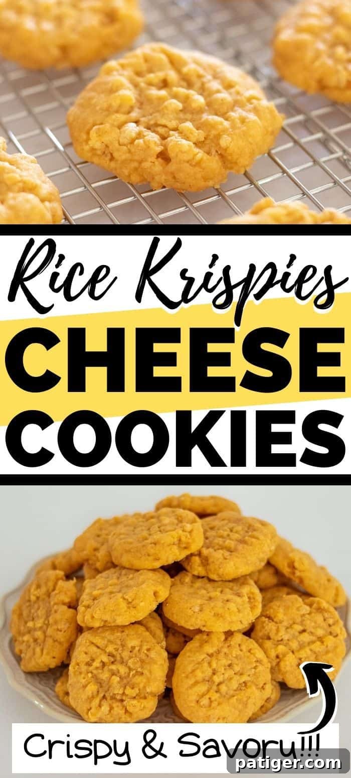 Rice Krispies Cheese Cookies: Crispy & Savory. A perfect crunchy snack or appetizer with cheddar and a hint of spice.