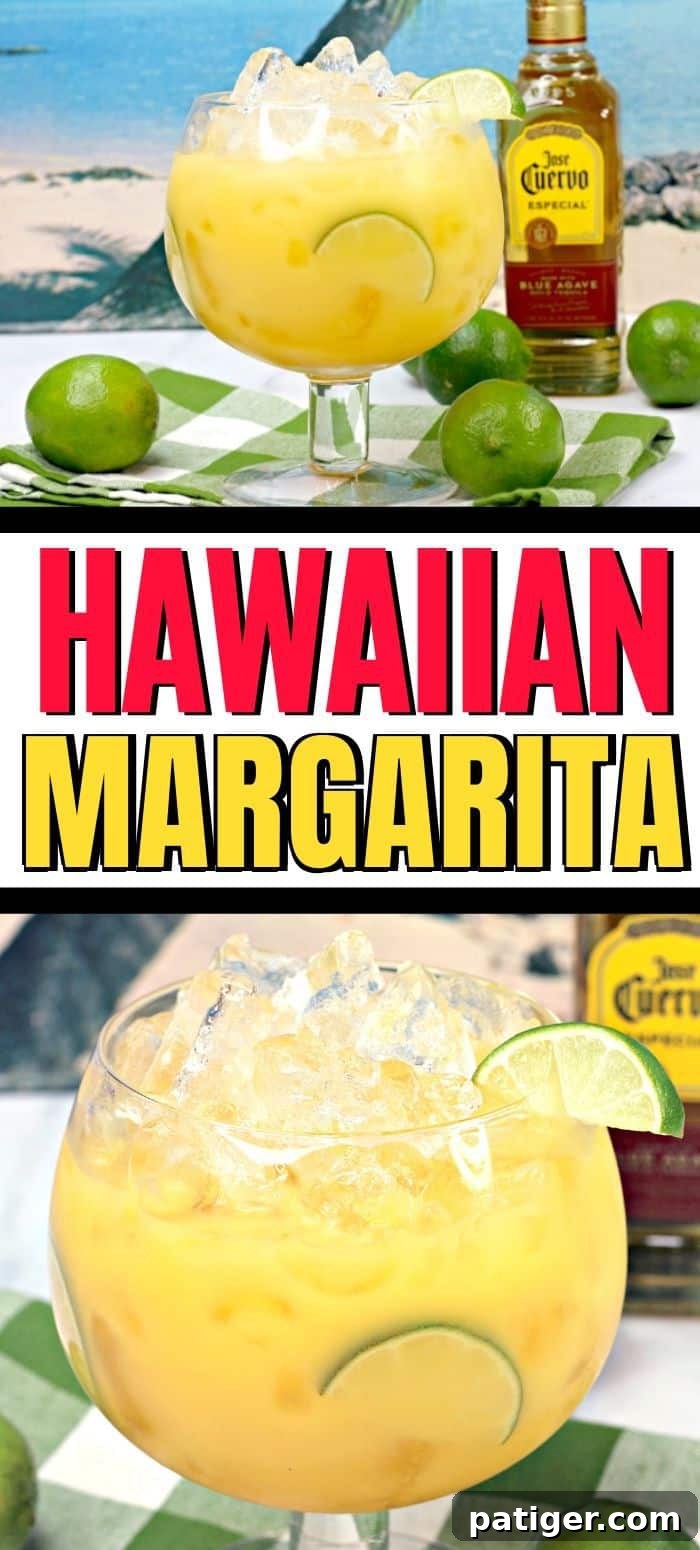 A beautifully garnished Hawaiian Margarita ready for enjoyment, perfect for a tropical escape. 