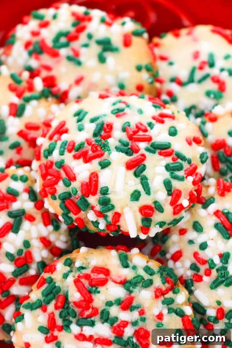 Festive Christmas Sugar Cookies with Sprinkles, a delightful and easy no-roll recipe for holiday baking