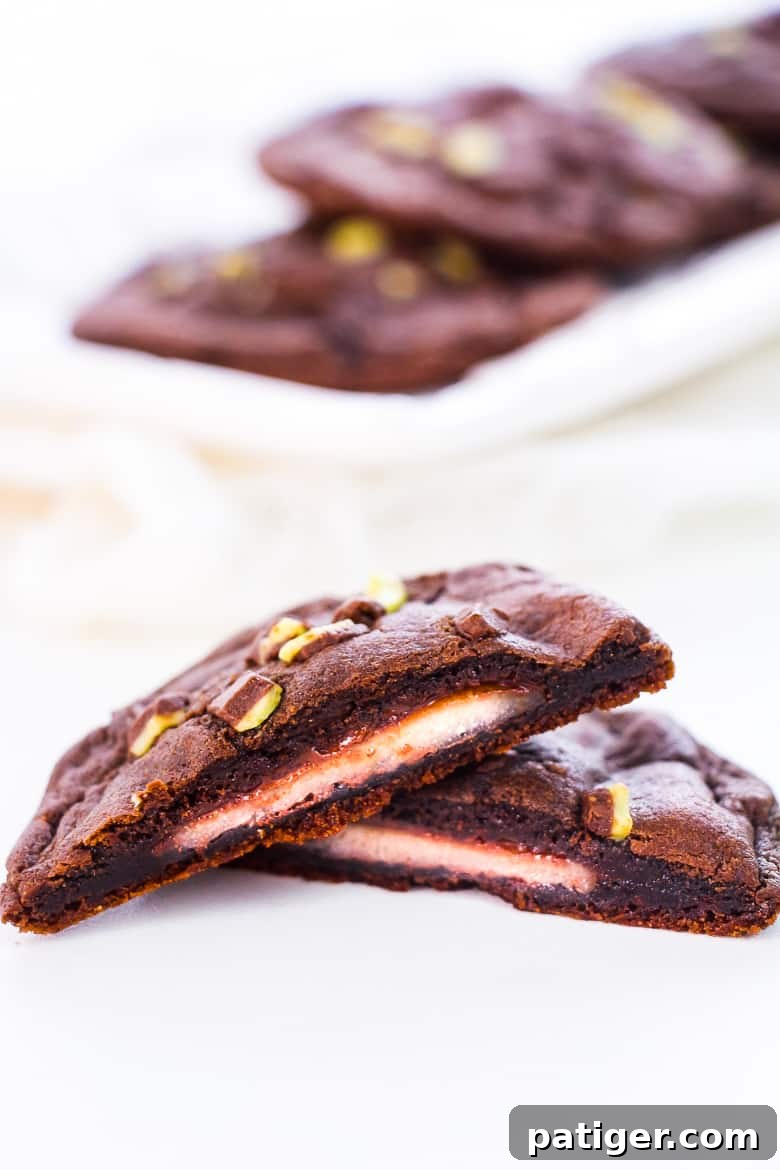 Delicious 4-Ingredient Peppermint Patty Stuffed Cookies made with chocolate cake mix