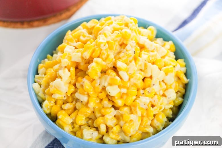 Creamed corn side dish, perfect for Thanksgiving and BBQs