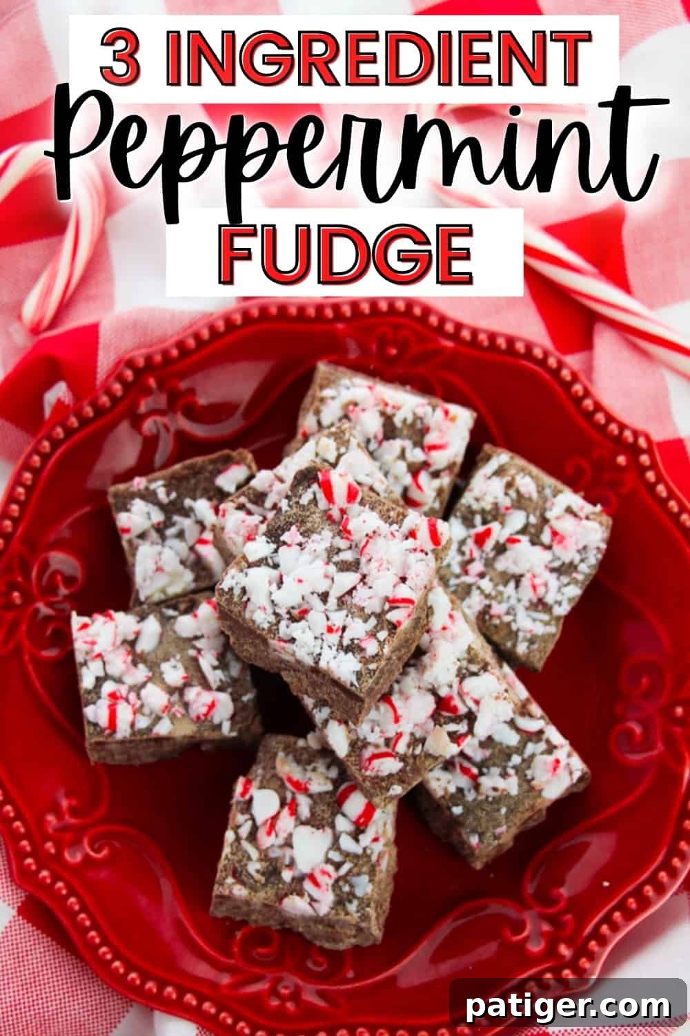 3 Ingredient Peppermint Fudge - Pin for later image