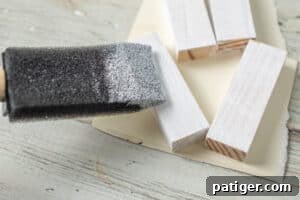 Charming Wooden Block Snowmen 6 Foam brush painting wood blocks white