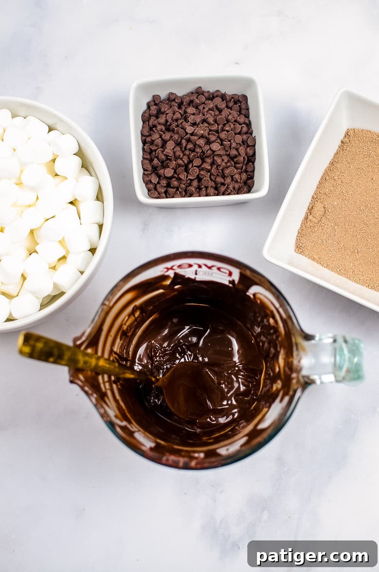 Melted chocolate in measuring cup