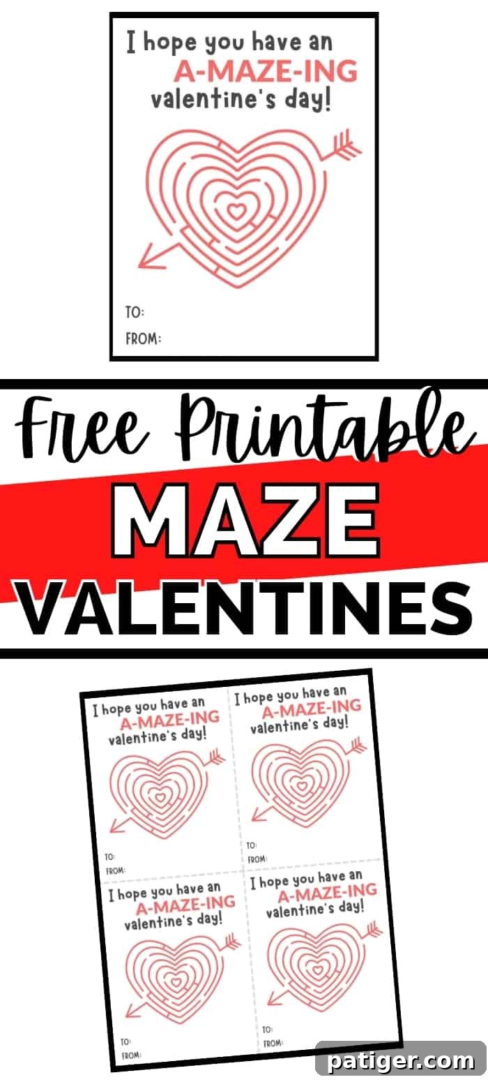 Heartfelt Maze Challenges 4 Free Printable Valentine's Day Maze Cards