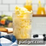 Mason jar filled with homemade butter