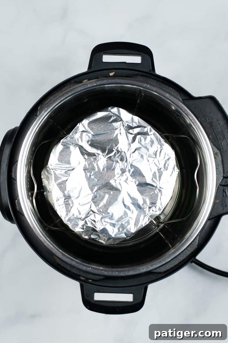 Aluminum foil covered mold in Instant Pot