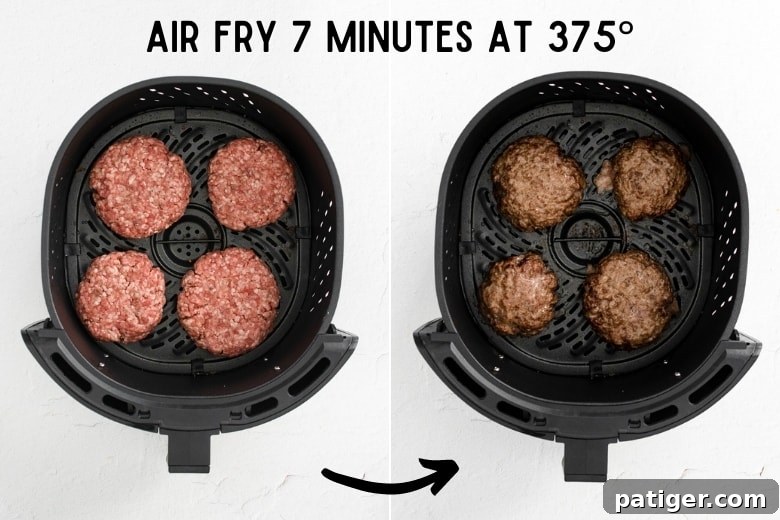 Hamburgers in the air fryer