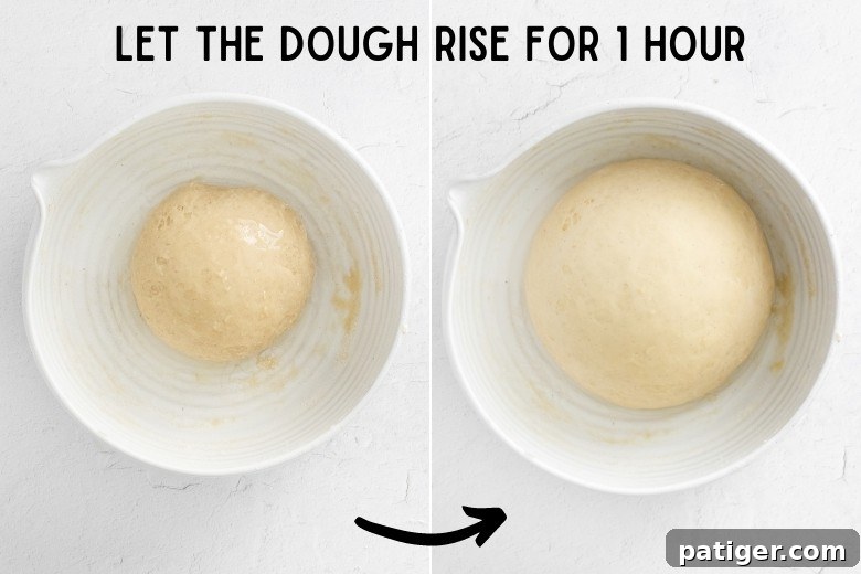 Homemade Air Fryer Doughnut Delights 7 Close-up of yeast donut dough rising in a bowl covered with plastic wrap.