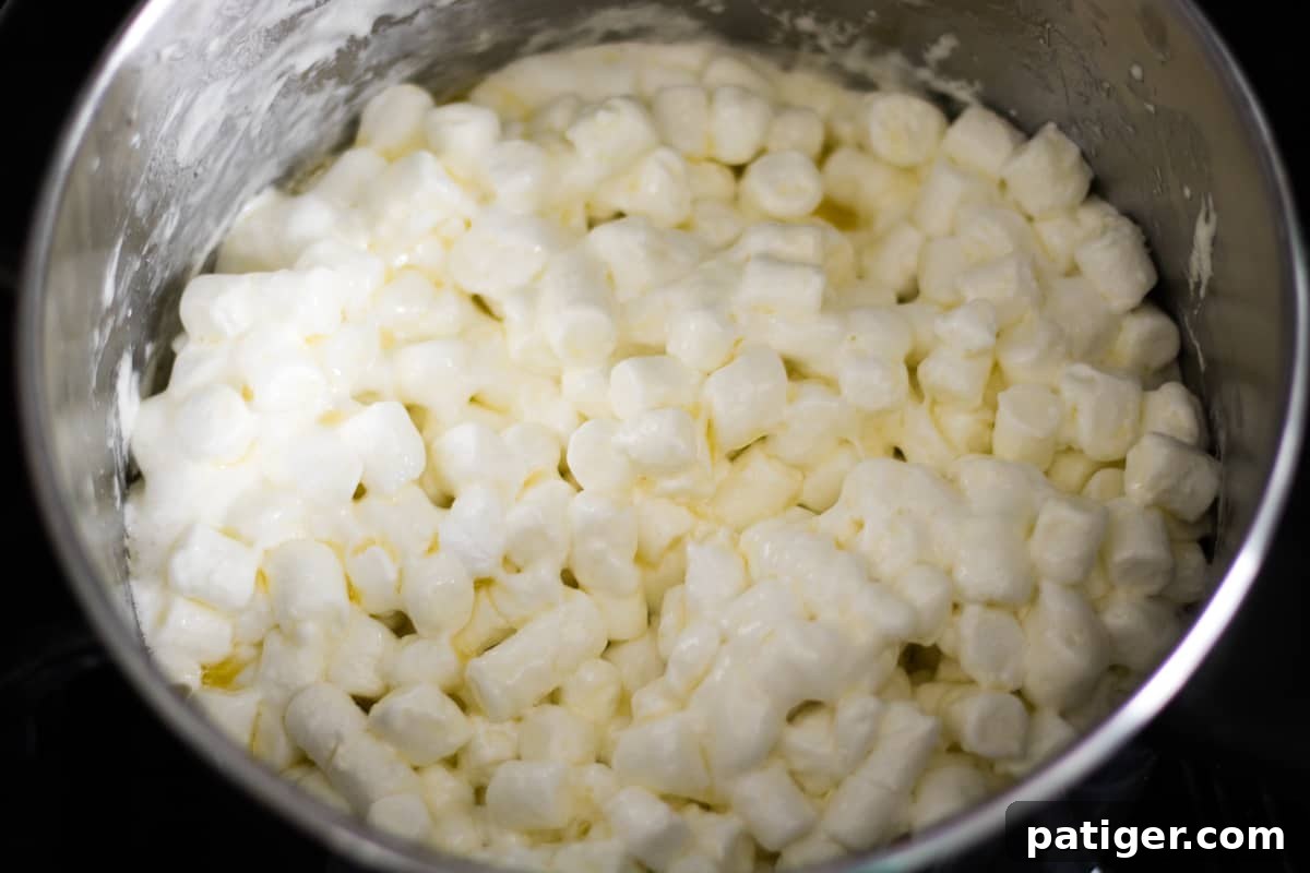 Magical Lucky Charms Treats 5 Large pot with slightly melted mini marshmallows