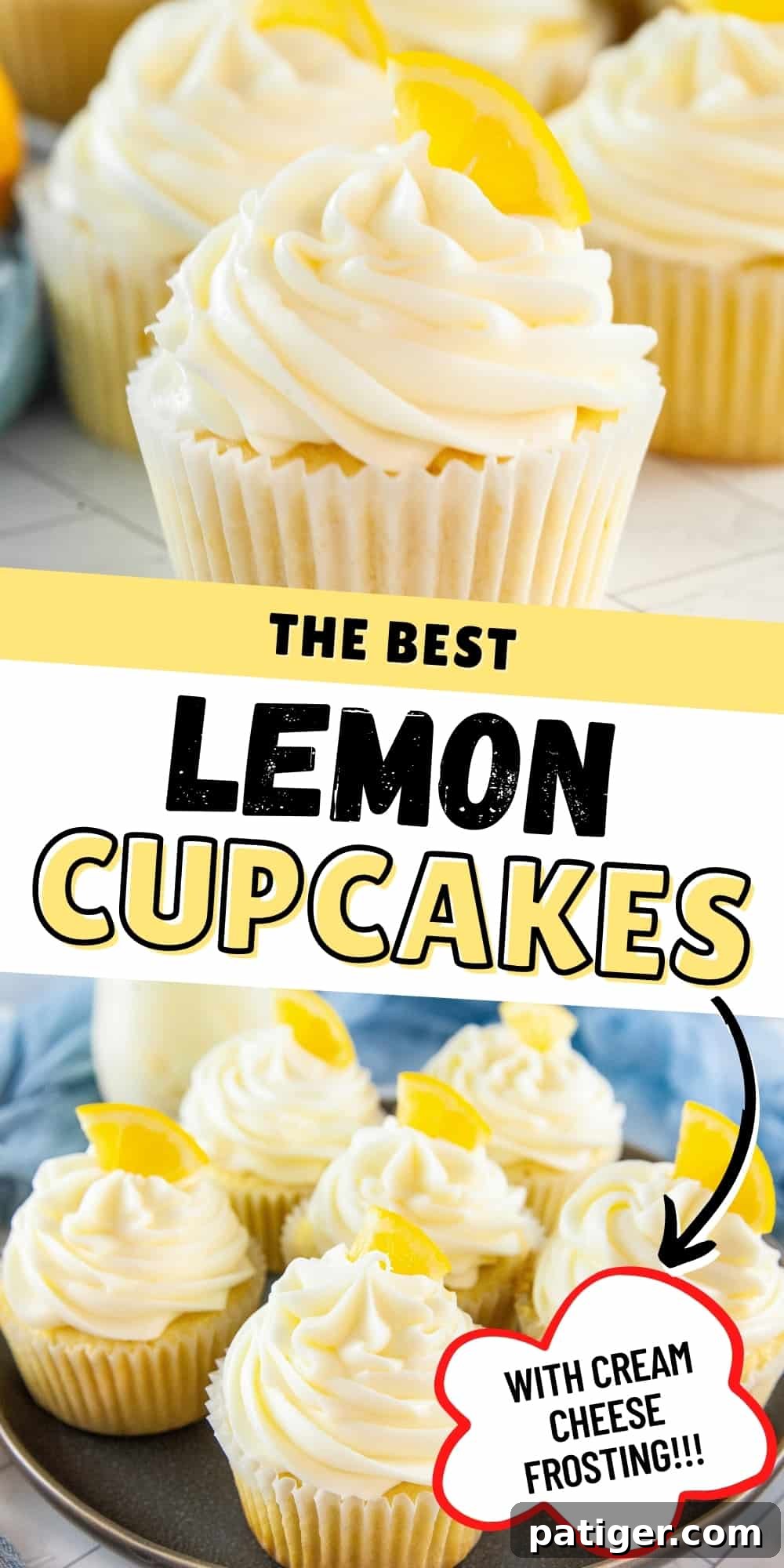 A stunning close-up of a frosted lemon cupcake, perfect for a Pinterest pin, showcasing its creamy frosting and vibrant lemon flavor.