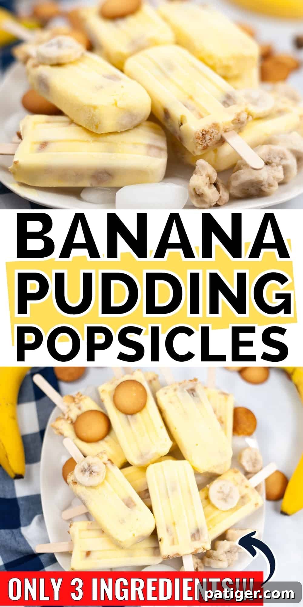 Velvet Banana Pudding Pops 8 Banana Pudding Popsicles; Only 3 Ingredients!
