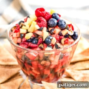Berry fruit salsa with cinnamon tortilla chips