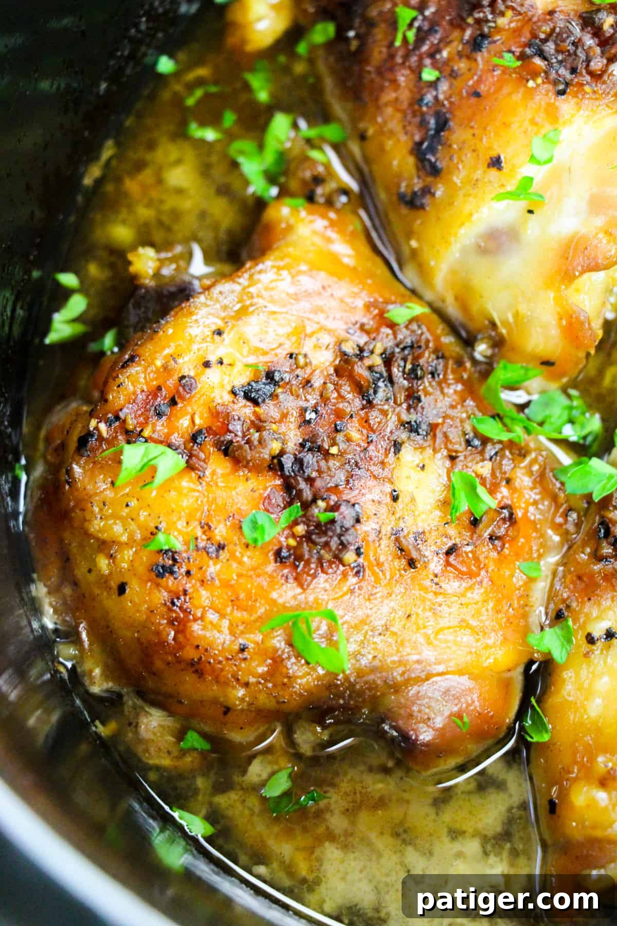 brown sugar garlic bone-in chicken thighs in slow cooker