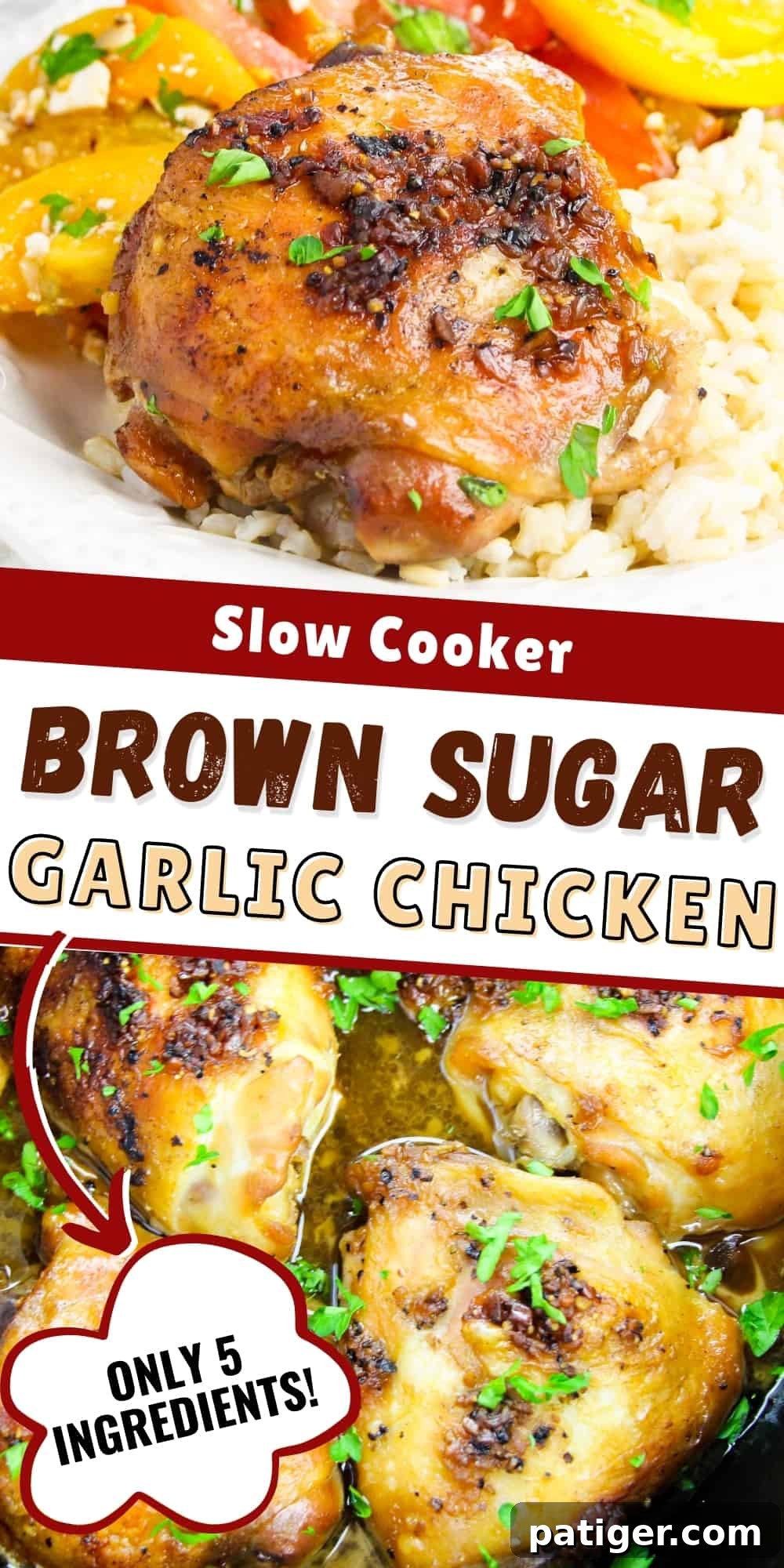 Slow Cooker Brown Sugar Garlic Chicken, Only 5 Ingredients
