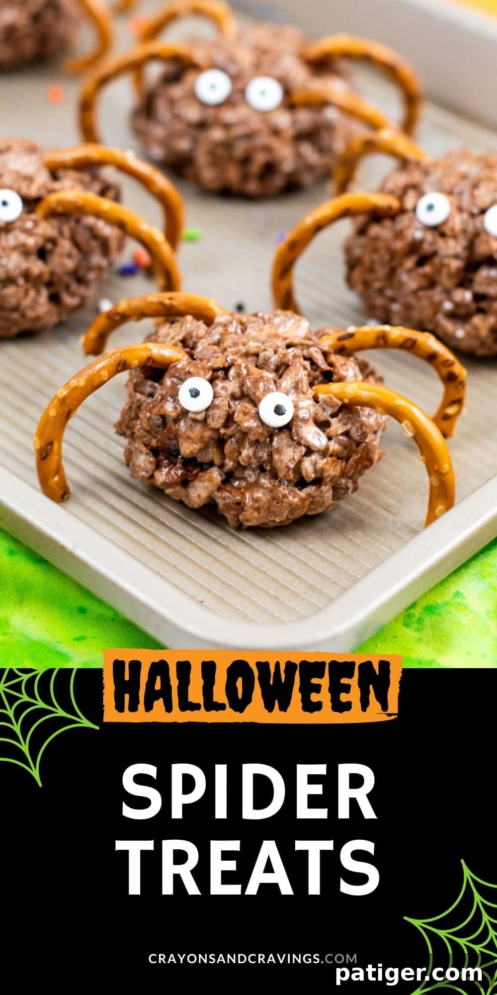 Pinterest image, reads: Halloween Spider Treats