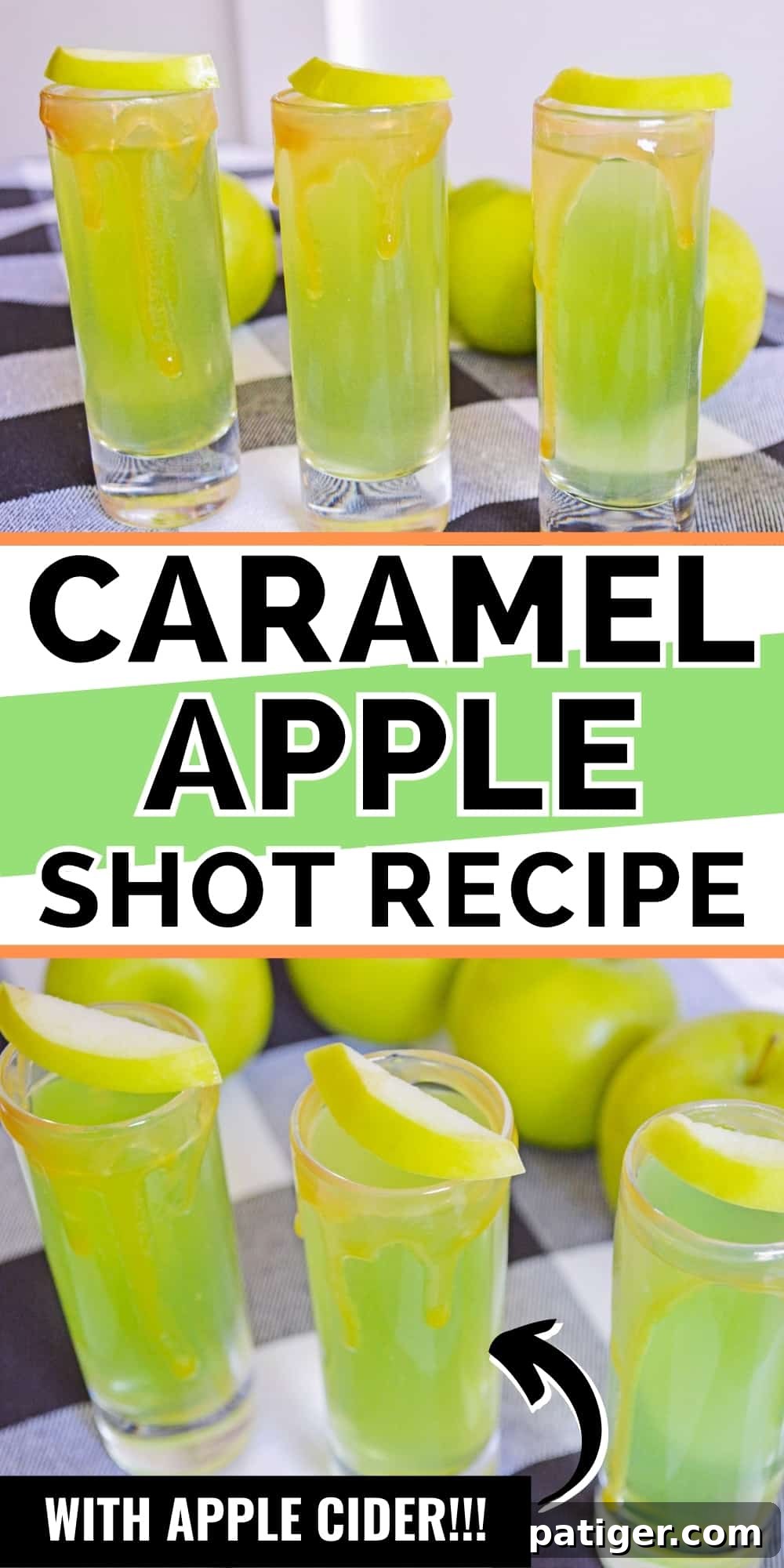 Spiced Caramel Apple Shooters 5 A stunning Pinterest-optimized image of a Caramel Apple Shot, highlighting the delicious blend of apple cider and caramel for an irresistible fall cocktail.