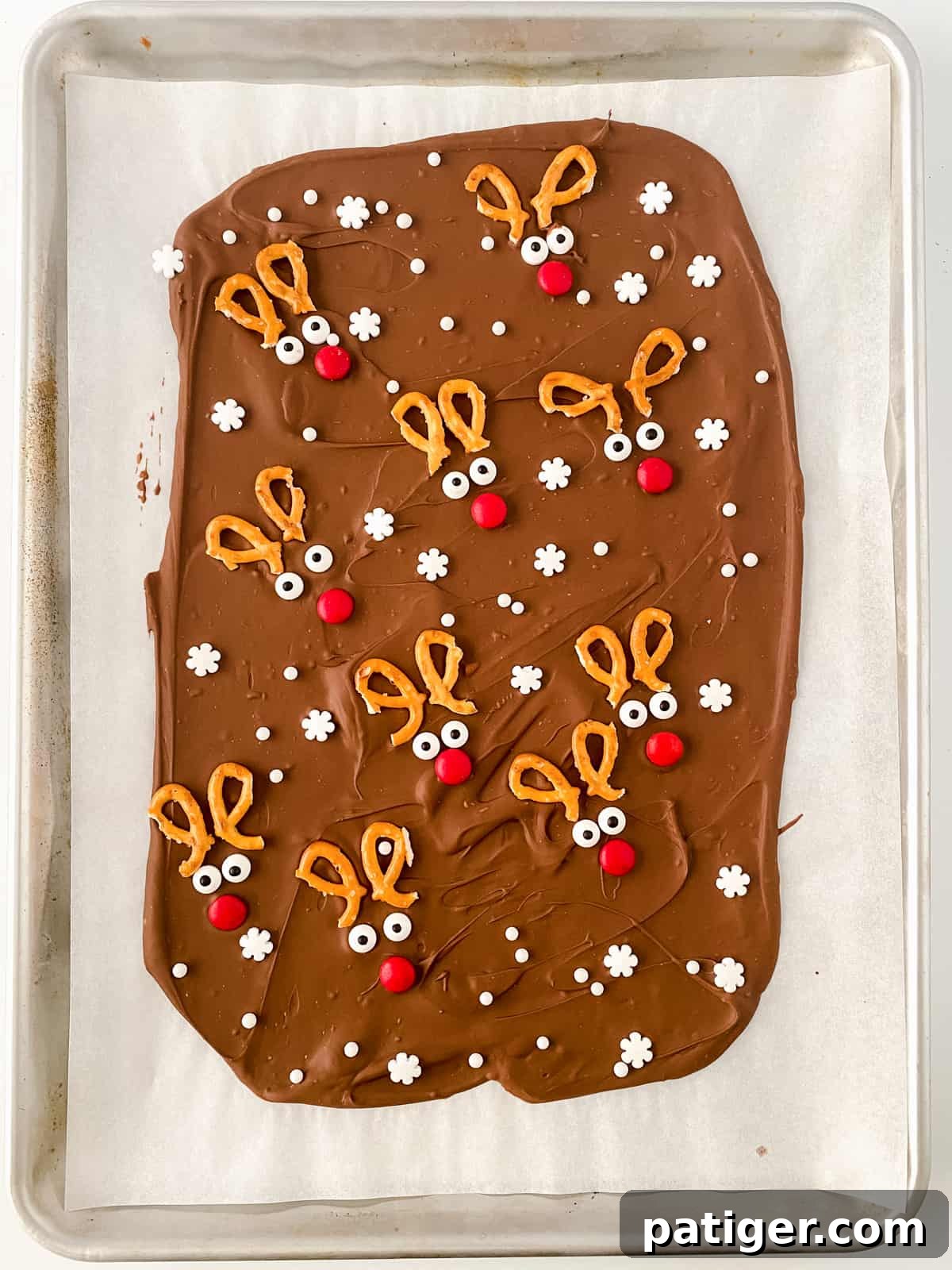 Reindeer bark on parchment paper, ready to be broken into pieces