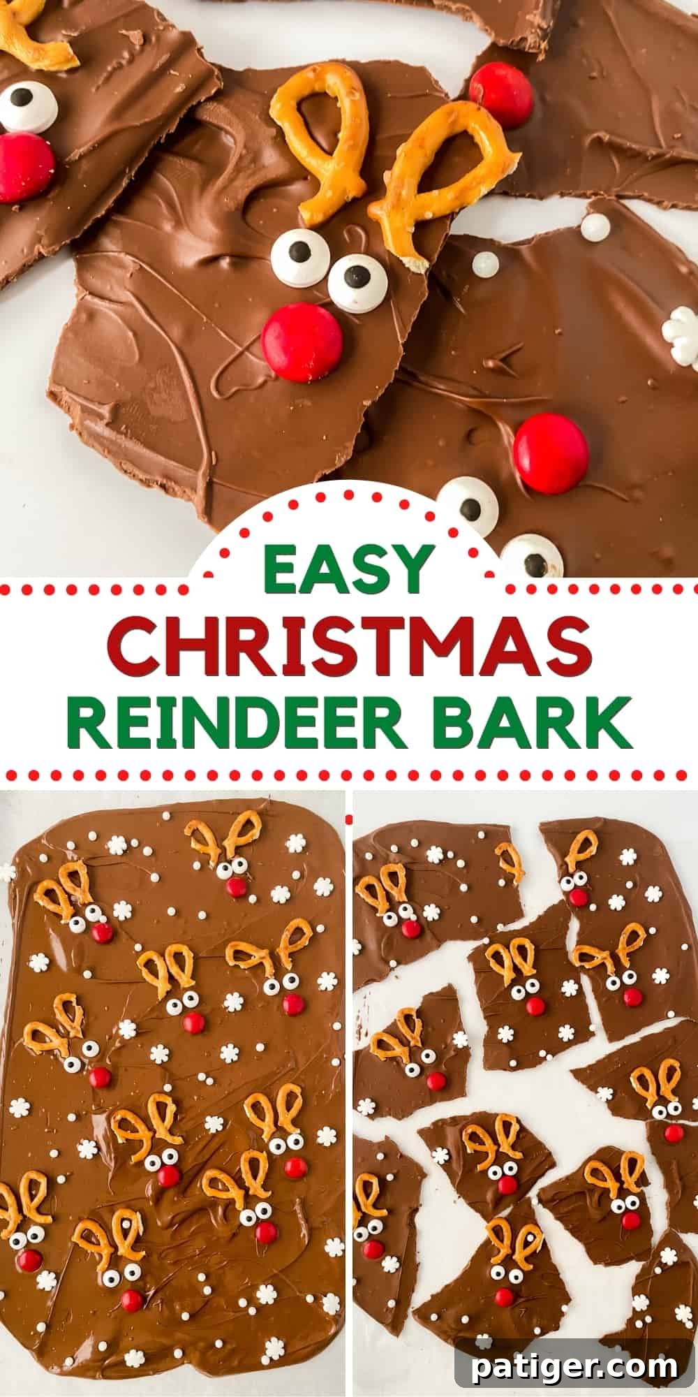 Easy Christmas Reindeer Bark pin