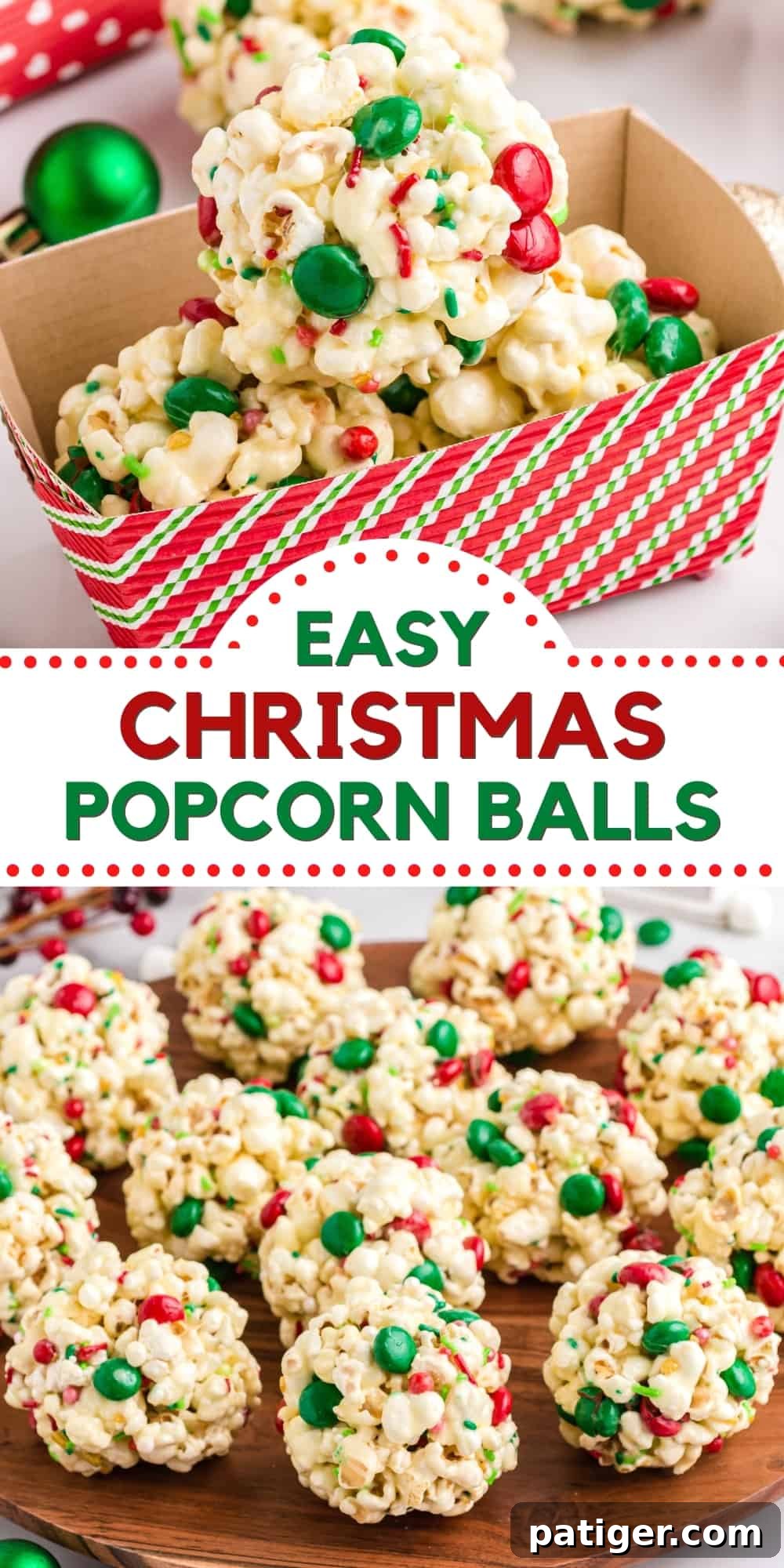 A vibrant image showcasing easy Christmas Popcorn Balls, perfect for pinning and sharing holiday cheer.