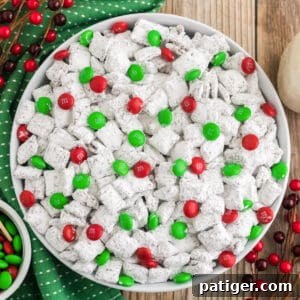 Christmas Puppy Chow with M&Ms