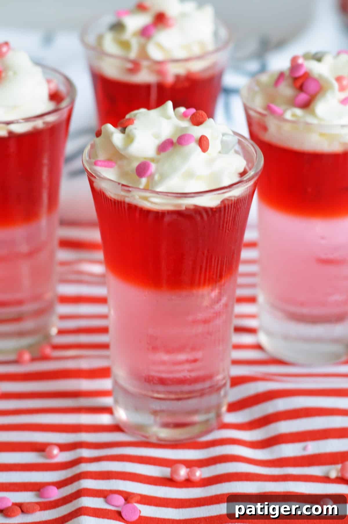 Romantic Jiggle Shots 2 Valentines Day layered shot in tall shot glass