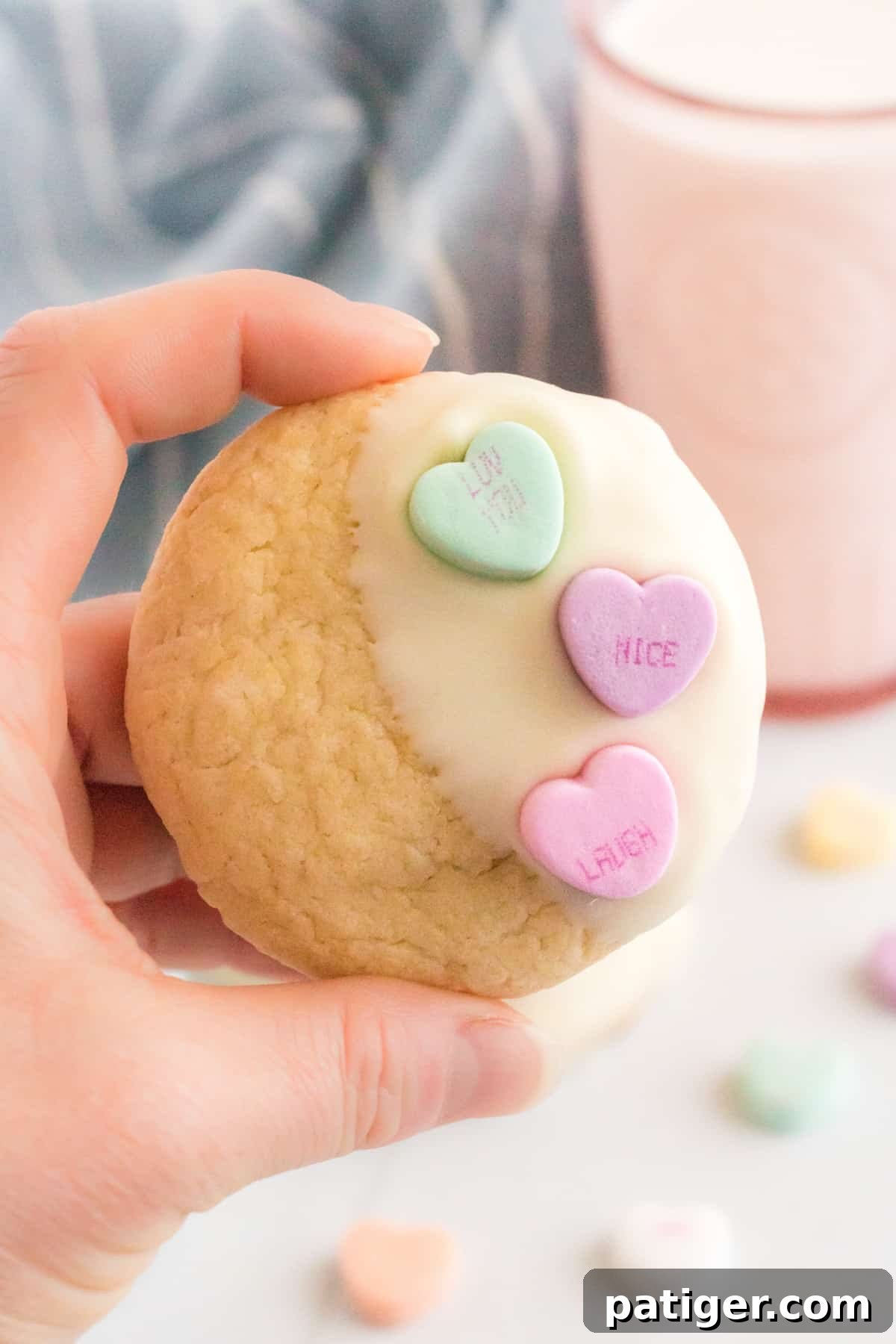 Valentine's Day Cake Mix Cookies with Conversation Heart Candies