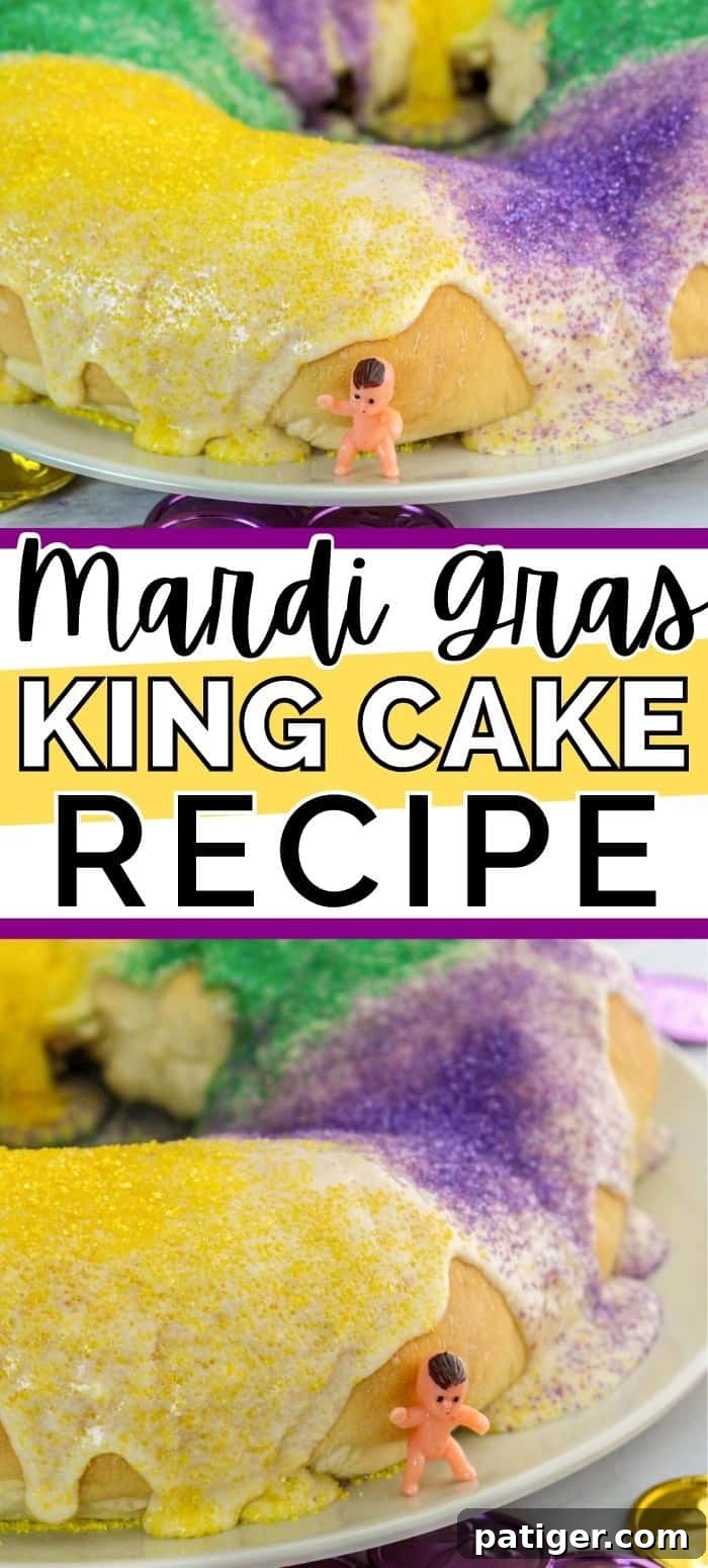 Mardi Gras King Cake Recipe Pinterest Graphic