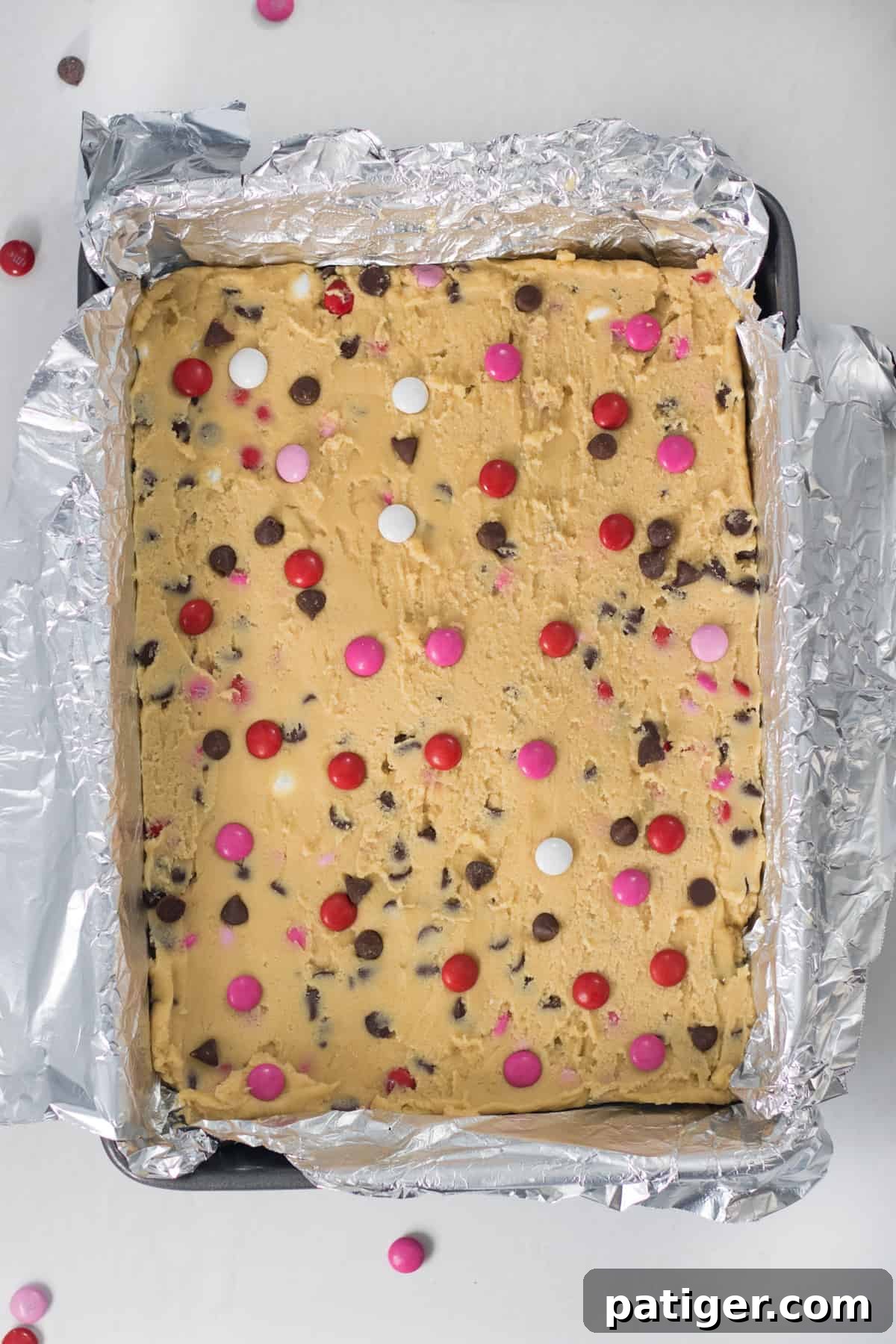 Valentine Bar dough in baking pan