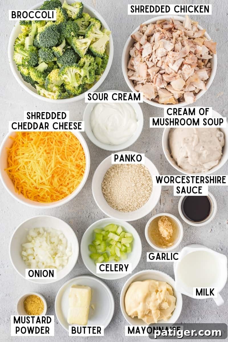 Ingredients for Chicken Divan Casserole.