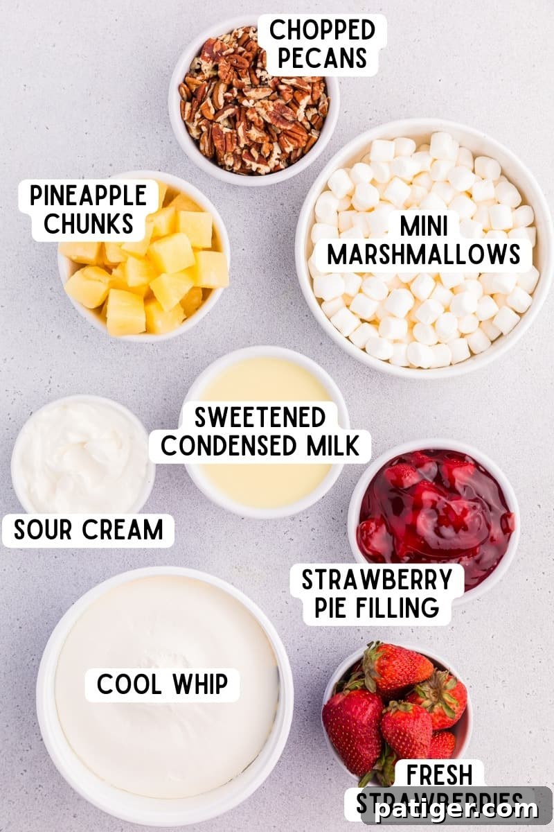 Strawberry Cloud Salad 4 Ingredients for Strawberry Fluff Salad.