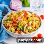 Italian Tri Color Pasta Salad with Homemade Dressing.