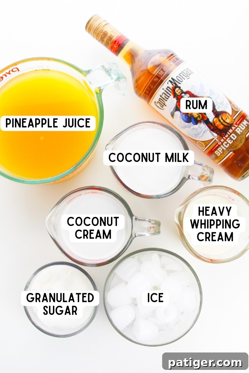 Frosty Island Escape 3 Ingredients for Pina Coladas.
