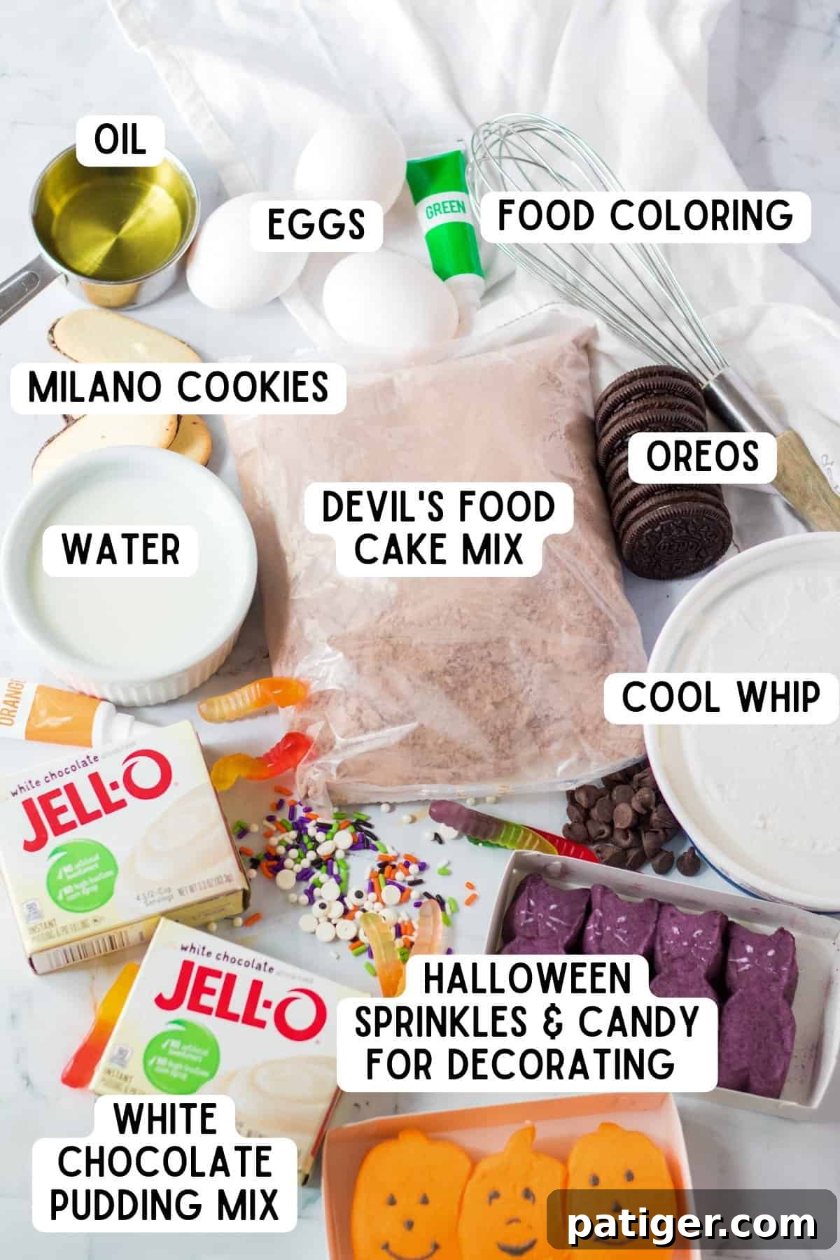 Haunted Cemetery Poke Cake 4 Ingredients for Halloween Poke Cake.