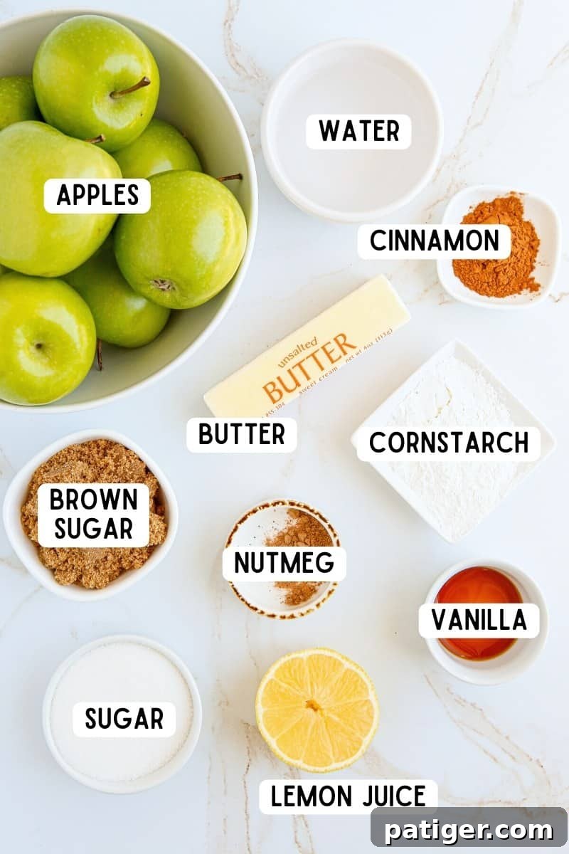 Ingredients for Homemade Apple Pie Filling.